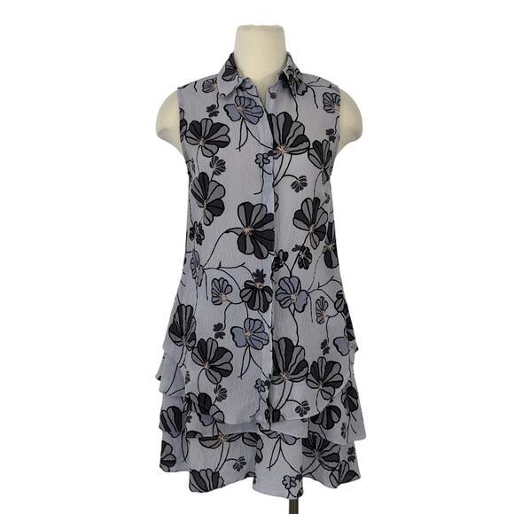 Derek Lam 10 Crosby Sleeveless Floral Shirtdress Gray 6 - Picture 1 of 11